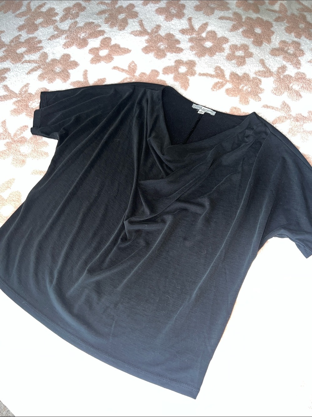Dark Charcoal Draped Neck Women's Top